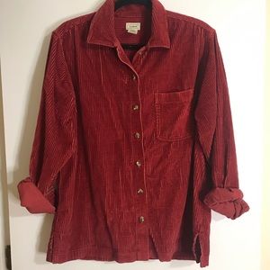 Vintage L.L. Bean Wide Wale Corduroy Shirt M Red
